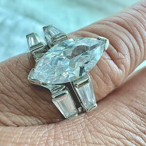 Faux Diamond Wedding Engagement Ring Set